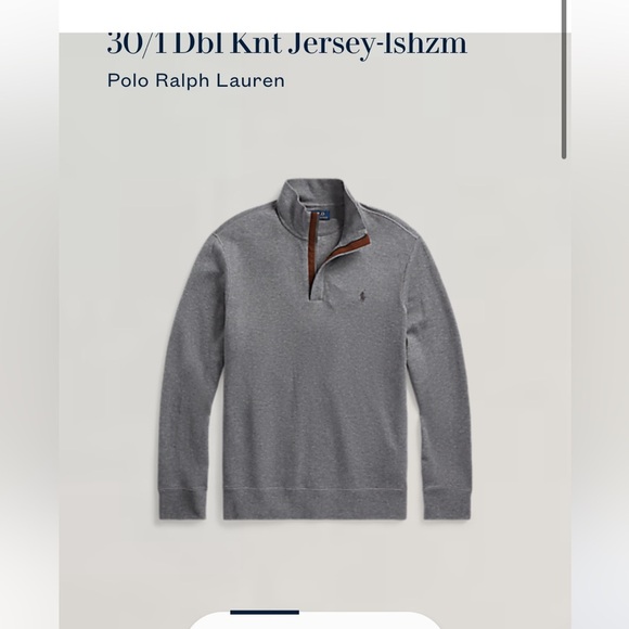 Polo Ralph Lauren Double-Knit Jersey Grey Quarter Zip Pullover Top Size Large - Picture 14 of 14